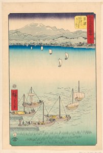 Kusatsu: Da Kasatsu a Yabase, un arco e una corda (Kasatsu, Kusatsu kara Yabase michi no yumi to tsuru) dalla serie 53 Stazioni del Tokaido