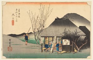 Casa da tè di Mariko, nelle Cinquantatré stazioni della strada Tokaido (Tokaido Gojusan Tsugi-no Uchi) da Ando Hiroshige