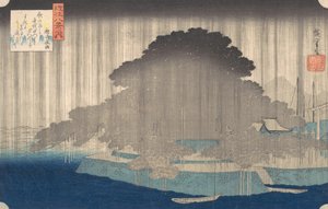 Pioggia notturna a Karasaki, dalla serie Otto vedute di O-mi, ca. 1835 da Ando Hiroshige