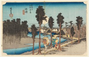 Numazu di sera, nelle Cinquantatré stazioni della strada Tokaido (Tokaido Gojusan Tsugi-no Uchi) da Ando Hiroshige