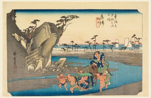 Fiume Okitsu, nelle Cinquantatré stazioni della strada Tokaido (Tokaido Gojusan Tsugi-no Uchi) da Ando Hiroshige