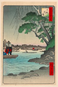 Riva del fiume Omnaya (Omnya-Gashi) dalla serie Cento famose vedute di Edo da Ando Hiroshige