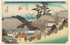 Fontana della casa da tè di Otsu, nelle Cinquantatré stazioni della strada Tokaido (Tokaido Gojusan Tsugi-no Uchi) da Ando Hiroshige