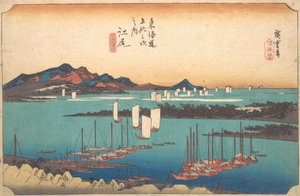 Panorama del bosco di pini Miwo da Ejiri, 1834 da Ando Hiroshige