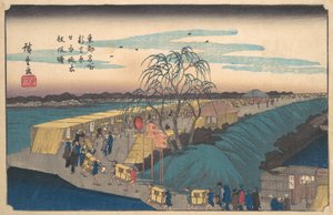 Shin Yoshiwara Nihon Tsutsumi Emonzaka Akatsuki da Ando Hiroshige