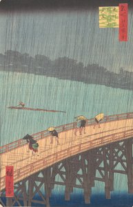 Pioggia improvvisa sul ponte Shin-Ohashi e Atake, dalla serie..., 1857