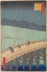 Pioggia improvvisa sul ponte Shin-Ohashi e Atake Ohashi Atake no yudachi, dalla serie...