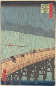 Doccia improvvisa sul ponte Shin-Ohashi e Atake, dalla serie..., 1857 da Ando Hiroshige