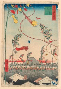 Città Prosperosa con il Festival di Tanabata (Shichu han-ei, Tanabata matsuri) Dalla Serie Cento Vedute di Edo