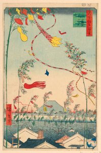 Città prospera con il Festival di Tanabata (Shichu han-ei, Tanabata matsuri) dalla serie Cento vedute di Edo da Ando Hiroshige