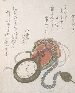 Orologio da tasca occidentale dalla collezione Pioggia di Primavera Harusame shu, vol. 3, datato 1823 da Ando Hiroshige