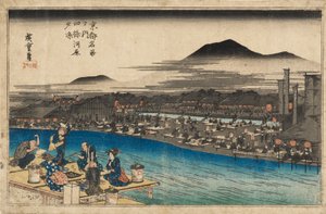 Stampa su legno - Vista notturna a Shijo Kawaramachi, 1797-1858 da Ando Hiroshige