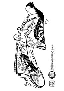 Una donna con i capelli sciolti, 1700 da Ando Kaigetsudo