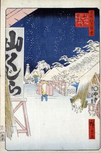 Cento vedute famose di Edo: il ponte Bikuni sotto la neve da Ando or Utagawa Hiroshige