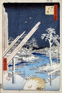 Centoventi vedute famose di Edo: Cantiere di legname a Fukagawa
