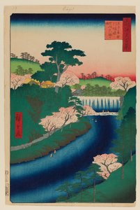 Diga sul fiume Otonashi a Oji da Ando or Utagawa Hiroshige