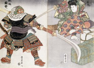 Dittico di un duello con la spada, XIX secolo da Ando or Utagawa Hiroshige