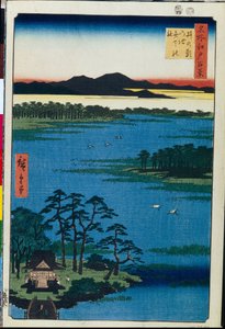 Tempio Benten sulle rive del lago Inokashira (Tokyo, Giappone) da Ando or Utagawa Hiroshige