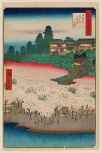 Padiglione dei fiori, pendio di Dango, Sendagi da Ando or Utagawa Hiroshige