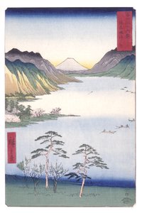 Lago Suwa nella provincia di Shinano (Shinano Suwa No Ko)