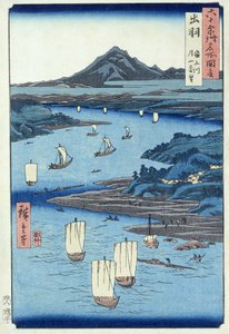 Fiume Magami e Tsukiyama, Provincia di Dewa da Ando or Utagawa Hiroshige
