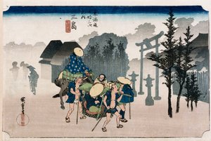 Nebbia mattutina a Mishima, dalla serie "Le cinquantatré stazioni del Tokaido" da Ando or Utagawa Hiroshige