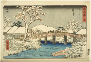 N. 5, Hodogaya: Il fiume Katabira e il ponte Katabira da Ando or Utagawa Hiroshige