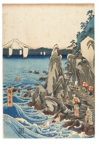 Pellegrinaggio alla mostra della statua di Benzaiten nel santuario principale di Iwaya a Enoshima nella provincia di Sagami