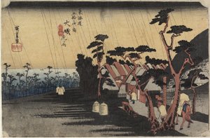 La pioggia della principessa Tora, O_iso, c. 1833 da Ando or Utagawa Hiroshige