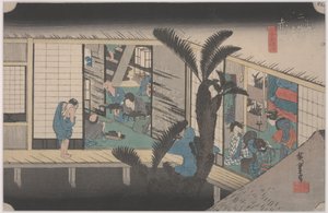 Scena in una locanda da Ando or Utagawa Hiroshige