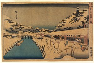 Neve al ponte Akabane a Shiba da Ando or Utagawa Hiroshige