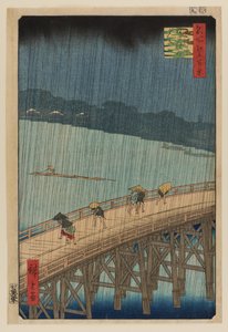 Pioggia improvvisa sul ponte Shin Ohashi e Atake da Ando or Utagawa Hiroshige