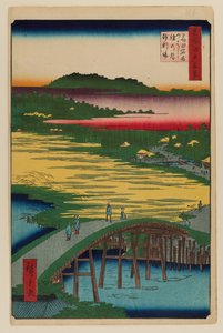 Ponte Sugatami, ponte Omokage e Jariba a Takata da Ando or Utagawa Hiroshige