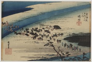 Banca Suruga del fiume Oi da Ando or Utagawa Hiroshige