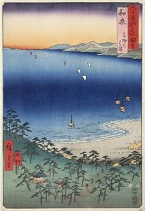 Spiaggia di Takashi nella provincia di Izumi, n. 4 dalla serie Immagini di luoghi famosi nelle sessanta e più province, 1853 da Ando or Utagawa Hiroshige
