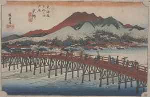 Il grande ponte di Sanjo, 1834 da Ando or Utagawa Hiroshige