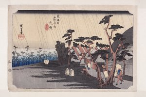 ?iso: La pioggia di Tora (?iso, Tora ga ame) da Ando or Utagawa Hiroshige