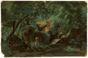 Interno della foresta con un pittore, Civita Castellana da André Giroux
