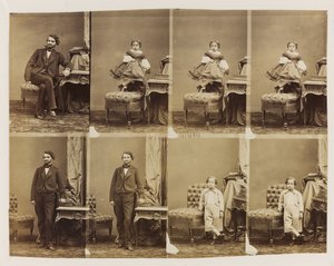 Ritratti seduti 41494: Dottor Magnan e suo figlio e figlia, c.1861 (albumina (8 carte de visite non tagliate)) da Andre Adolphe Eugene Disderi