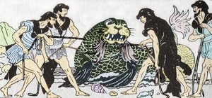 Odissea di Omero: Menelao che ritorna dalla guerra di Troia, catturando con i suoi compagni il dio Proteo sull