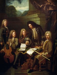 Il compositore Michel de la Barre dirige Marin Marais e i flautisti della Camera del Re da Andre Bouys