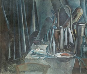 Natura morta con cestino del pane, brocca e bicchiere da vino da Andre Derain