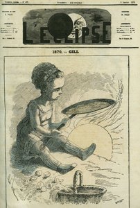 1870, cucina sociale: una bambina cucina una crepe in una stufa riscaldata dal sole. Copertina in 