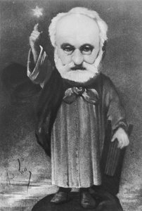 Caricatura di Victor Hugo (1802-85) come mago da Andre Gill