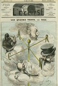Caricatura “I Quattro Venti”, che simboleggia i quattro partiti politici. Copertina in “L