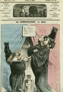 Caricatura di Adolphe Thiers (1797-1877) e Leon Gambetta (1838-1882), politici francesi. Copertina in 