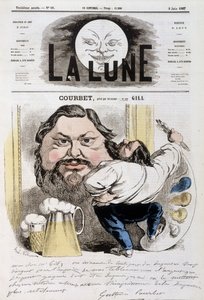 Cartone animato di Gustave Courbet - Illustrazione di Andre Gill (1840-1885) in "La Lune" del 09/06/1867 da Andre Gill