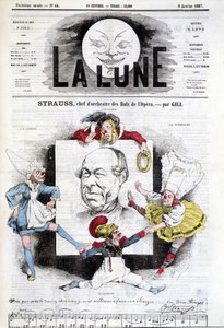 Cartone animato di Johann Strauss Jr. (1825-1899) in "La Luna", 6 gennaio