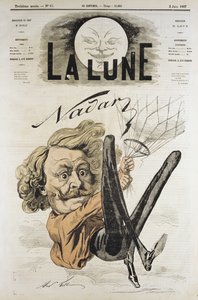 Cartone di Felix Nadar, pioniere della fotografia aerea nel 1858, qui appeso alla sua mongolfiera