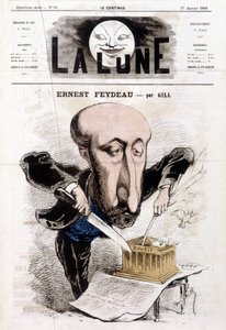 Caricatura di Ernest Feydeau (1821 - 1873) di Gill - in "La Lune" da Andre Gill